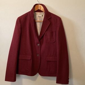 J. Crew Like New Burgundy Wool Blazer w/ polka lining (never worn) Size L